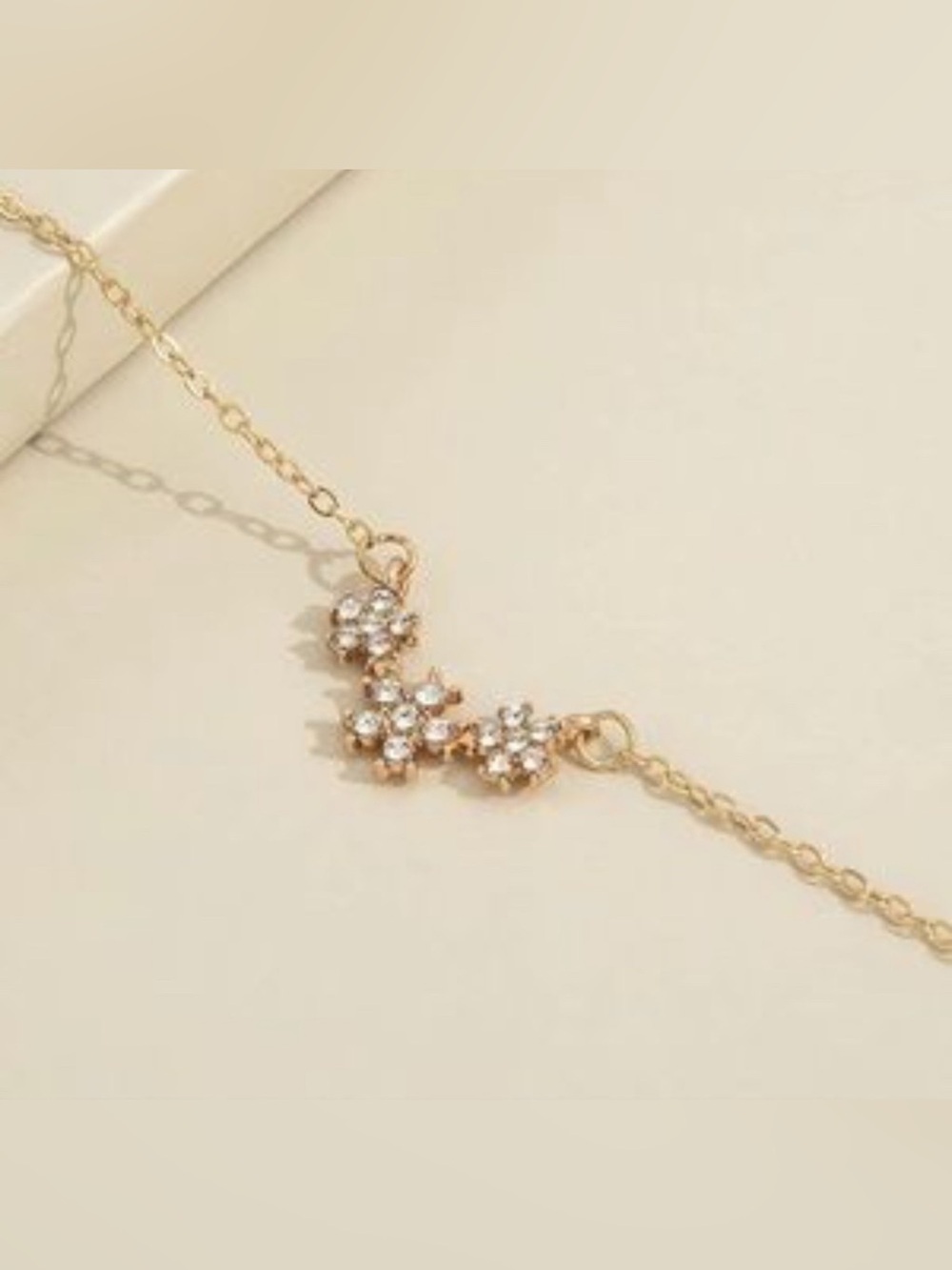 14k Plated CZ Flower Chain Necklace - Picture 3 of 3